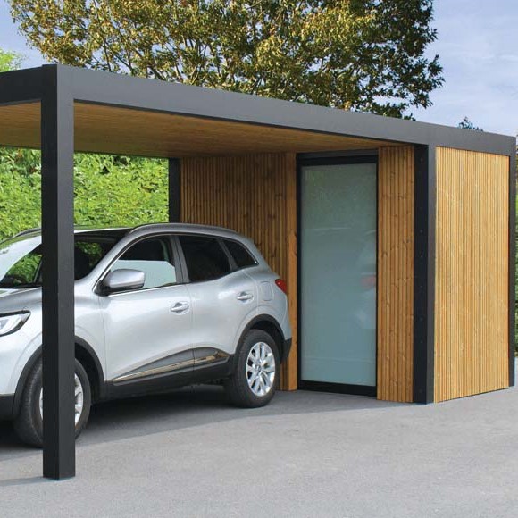 Carport en bois moderne disponible chez BO Matériaux